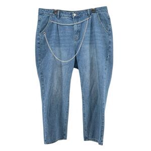 SHEIN Women’s 2XL 90s Cropped Tapered Jeans w/ Chain – Y2K Streetwear Style